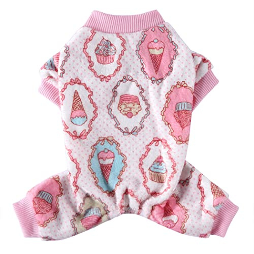 XIAOYU Hund Pyjama Mantel Overall süßer Kuchen Haustier Kleidung Halloween Weihnachten Haustier Kostüm für Hund PJS(M)