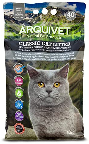 Arquivet Classic Cat Litter 10 Kg - Arena aglomerante con carbón Activo para Gatos 100% Natural - Lecho higiénico para Gatos, felinos Capacidad Absorbente - Ayuda a Eliminar olores y bacterias (4072)