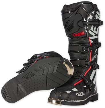 O'NEAL | Bottes de motocross | MX Enduro | Protection de la semelle en métal, boucles de fermeture facilement réglables | TRIBUTE Boot SQUADRON V.21 | Adulte | Noir/Gris | Taille 42/9
