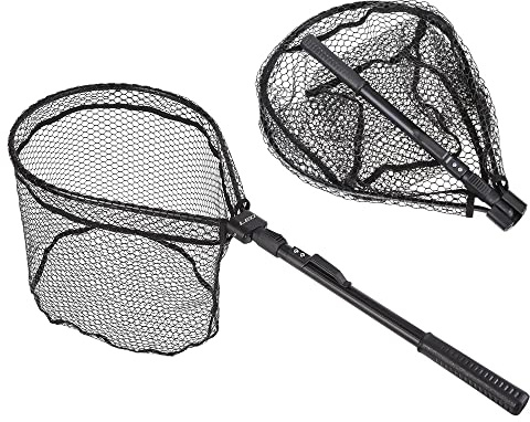 Beowanzk Fishing Folding Landing Net,Collapsible Lightweight Portable Aluminum Alloy Frame Handle for Bird Fish Catch Release