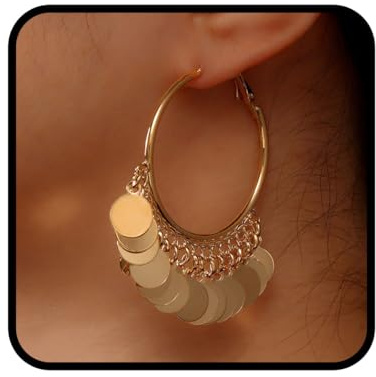 Ushiny Boho Quaste Creolen Gold Pailletten baumeln Quaste Ohrstecker Festival Party Creolen Schmuck für Damen