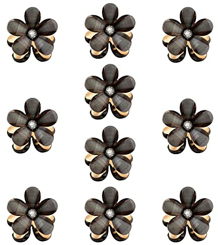 Mini-Diamant-Haarklammern, Blumen-Haarnadeln, kleine Haarspangen, Haarschmuck für Damen und Mädchen, Haarstyling-Zubehör für Fotografie, Alltag, Party, Hochzeit, Schwarz, 10 Stück