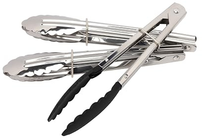 Wiltshire Classic Mini Kitchen Tongs 13cm, Set of 3 Cooking & Serving | Heat Resistant Utensil, Salad Tool, Non-Stick, Non-Scratch, 1Non-Scratch Head, 2 Stainless Steel, 13x11cm, Silver & Black