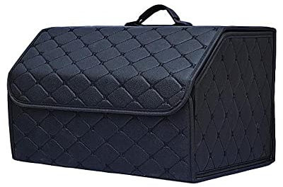 Auto Kofferraum Leder Organizer Box für Land Rover Range Rover Discovery Evoque Faltbare Autotasche Organizer Wasserdicht mit Fächern Aufbewahrungs Box Zubehör,Black Style-M