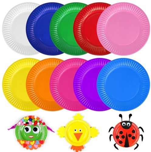 Farbiger Pappteller: 100 Stück bunte runde Teller, vielseitig, ideal für Partys, Kindergeburtstag und Familientreffen (18 cm, mehrfarbig)
