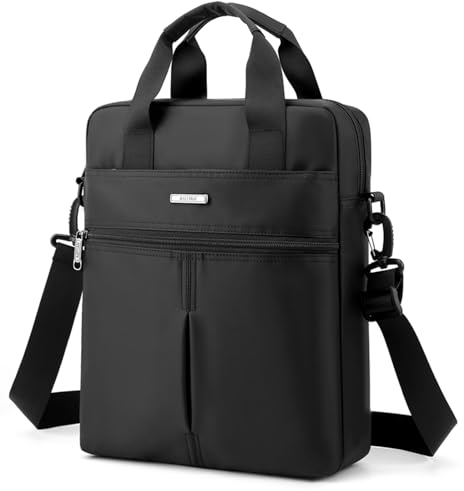 zhongningyifeng Herren 14 Zoll Laptop Umhängetasche Nylon Messenger Bag Business Wasserdicht Casual Schwarz Crossbody Tasche für Arbeit Reisen Outdoor, Schwarz