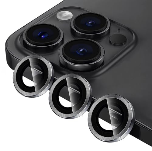 AFENGBOX 2 Pièces Protection Objectif Caméra pour iPhone 15 Pro/iPhone 15 Pro Max,Verre Trempé Ultra HD Clear Dureté 9H Résistant Film [Anti-Rayures][Incassable] Appareil Photo Protecteur,Noir