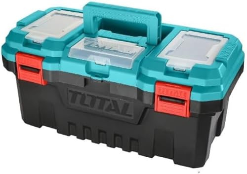 TOTAL - Scatola Portautensili Mod. TPBX0 | Con Chiusura Metallica | Con 2 Scomparti di Almacenamiento | Con Vassoio Separato in Plastica | Misure 436 x 220 x 205 mm | Plastica | Blu