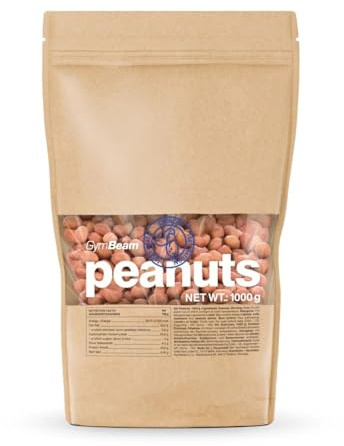 GymBeam Ungesalzene Erdnüsse - Natürbelassene und ungeröstete Erdnüsse, natürliche Quelle pflanzlicher Proteine und gesunder Fette, ideal für Porridge, Joghurt oder Müsli, gesunder Snack (1000 g)