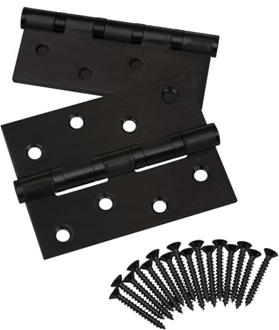 SOTECH 2 Stück Türbänder 101 x 76 x 2,0 mm Aufschraubband Edelstahl SS304 | schwarz kugelgelagert mit Edelstahlschrauben Scharnier Tragkraft 60 kg Türscharniere für Innen- und Außenbereich