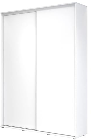 Meble Slupia - ZUZA Garderobenschrank - Kleiderschrank Schiebetüren - 140 x 242 x 45 cm - Kleiderstange Schrank - Kleider Schrank für Schlafzimmer, Flur, Jugendzimmer - Weiß