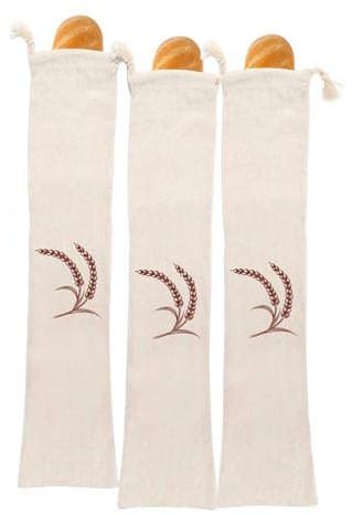 Bread Bags for Homemade Bread,Linen Bread Bags,Reusable Bread Bags,Bread Storage for Artisan Bread - Bakery & Baguette (Elongated)