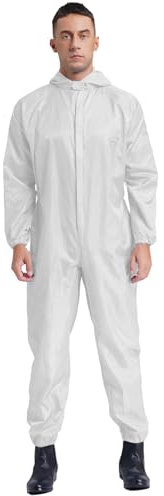 Jugaoge Unisex Coverall für Damen und Herren Outdoor Einteiler Antistatischer staubdichter Overall Jumpsuit Arbeitsoveralls für Werkstattarbeiter, Sprühfarbe L-4XL Weiß XXL
