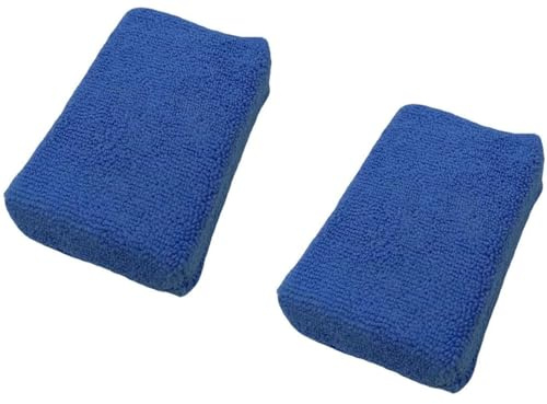 cyclingcolors 2X éponge Microfibre à polir Anti Rayure Moto Voiture carrosserie intérieur extérieur nettoyant Bleu rectangulaire, 140x90mm