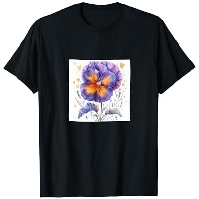Stiefmütterchen Blumen mit Herzen rund um Boho-Stil Grafik T-Shirt