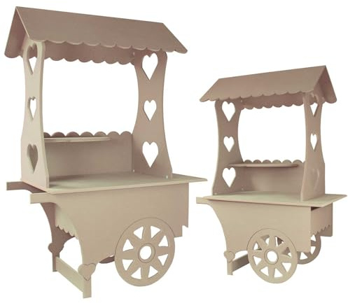 KuKoo Candy Cart Bundle, Wedding Favours Sweet Stalls Birthday Christening, MDF Table Wood Stand