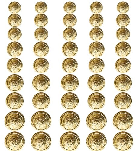 JEXOWIQ knöpfe gold - 50 pcs Metall Knöpfe Blazer Knöpfe Gold 5 Stile,für Blazer Anzüge,Uniform und Jacke(12.5 mm15mm 18mm 21mm 25mm)