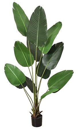 Simulationsreisende Banane 90/120/160/180 cm Plastik Künstliche Pflanze Groß Areca Palme Im Topf Wohnzimmer Balkon Schlafzimmer Grün Deko (1 Pack)(1.2m)