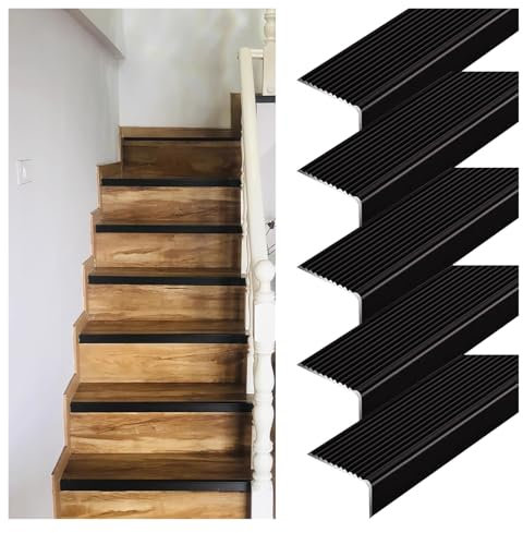 Treppenkantenprofil Antirutsch Treppe Aluminium-Treppenkanten, Treppenkantenschutz Metall Schwarz, Treppenkantenschutz Für Holztreppen/Fliesenstufen, Innen Und Außen Antirutsch-Treppenkantenleisten(5