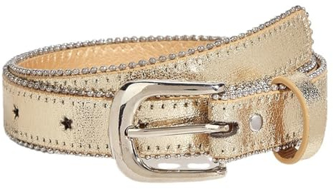 Kinder-Gürtel aus PU-Leder für Mädchen – Kleinkinder, Teenager, Mädchen, verstellbar, goldfarben, schmale Gürtel für Jeans (für 6–12 Jahre), Gold, for 25-33waist