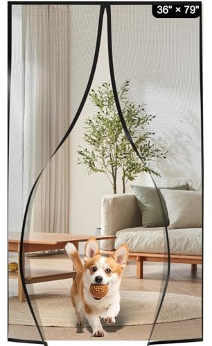 Fliegengitter Balkontür Magnet, Selbstschließend Fliegengittertür Ohne Bohren,Insektenschutz Mückenschutz Tür mit Velcro und starken Magneten, Ideal für Terrassentür und Wohnzimmer 90x200cm