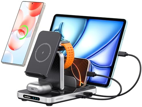 SwanScout 5-in-1 Ladestation für Samsung Geräte, Wireless Ladegerät für Samsung S25/S24/S23/S22-Serie, Galaxy Watch Ultra/7/6/5/4, Galaxy Buds, für Galaxy Tab/iPad/Switch, Modell 901S