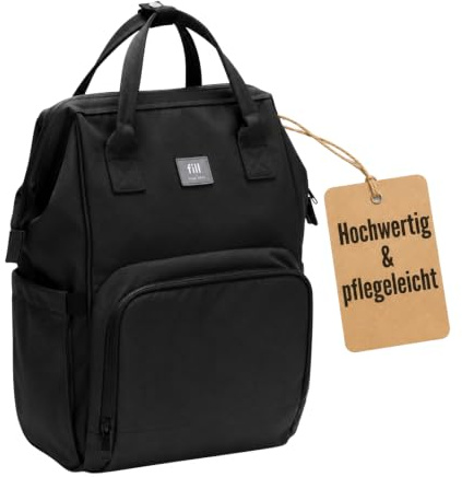 Fillikid Wickelrucksack Barcelona | Geräumiger & stylischer Rucksack mit vielen Fächern, isoliertem Flaschenhalter & Wickelauflage | Bequem tragbar & ideal für den Alltag mit Baby