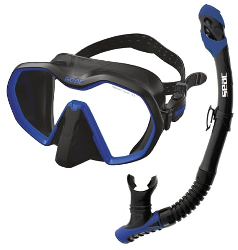 SEAC Set Bis Icona Dry, Hochwertiges rahmenloses Maske- und Schnorchelset für das Gerätetauchen