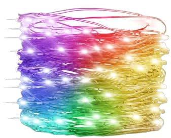 Brightium Guirlande lumineuse LED multicolore avec fil de cuivre, batterie 3AA, 5 m, idéale pour décorer les fêtes et les événements.