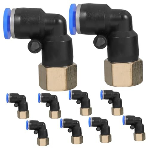 Alipis 10pcs Elbow Air Fitting 90 Degree Push Fitting, Brass Hose Tap Connector, Quick Connect Pneumatic Tube Adapter for Industrial Automation and Pneumatic Equipment