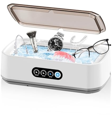 Ultrasonic Jewellery Cleaner, 49KHz Silver Cleaner for Jewellery with 3 Modes Timer 650ML Professional Sonic Cleaning Machine Cleaning Kit for Ring Diamond Glasses Denture Watch One-Touch Operation