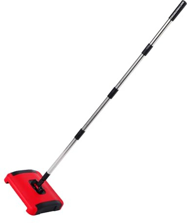 Healifty Hand Push Carpet Sweeper Manual Vacuum Broom Quiet Small Rubbish Sweeper Portable for Home and Office Use Red