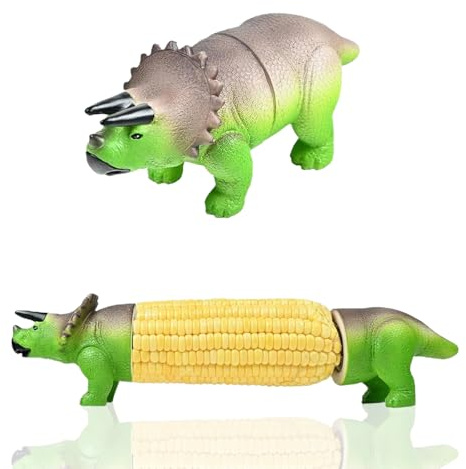 Dinosaur Corn Holders, Unique Corn Cob Rack with Dinosaur Shaped Handle, Suitable for Grilling, Gatherings, and Family Dining, Reusable and Easy to Clean