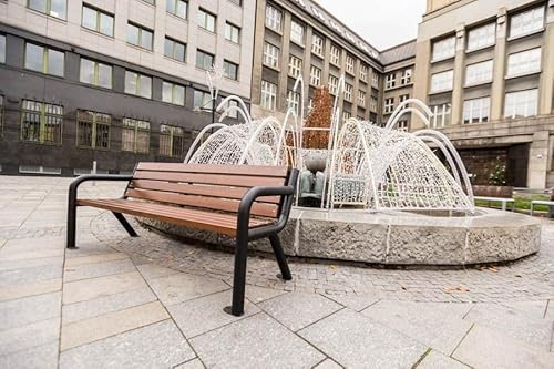 REKORD Gartenbank 186 x 60 cm Robuste Parkbank aus verzinktem Metall und Holz mit Rückenlehne wetterfeste Outdoor Sitzbank Bank für Garten Terrasse Balkon Vorgarten - Viking BIS - Palisander