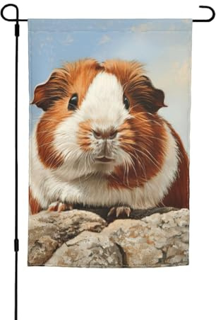 Drapeau de jardin imprimé cochon d'Inde - Pour extérieur, cour, patio, porche ou pelouse