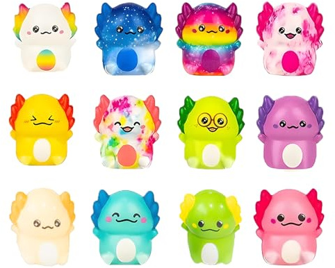 12 Stück Axolotl Squishy, Axolotl Spielzeug, Langsame Rückformung Squishies Für Stressabbau Und Sensorisches Spiel, 5 cm Größe, Perfekt Als Reisebegleiter Oder Geschenk