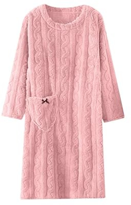 Generisch Camicia da notte da donna a maniche lunghe, pigiama da donna invernale in flanella, calda biancheria da notte Pjs peluche dressing loungewear abbigliamento casual in pile plus tuta da casa