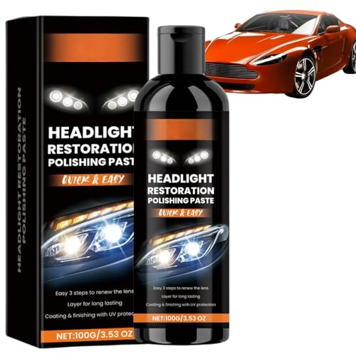 Car Headlight Restoration Kit,Professional Quality Headlight Restorer Cleaner with Scratch Removal and Polishing Paste,Complete Headlight Repair Polish for Blind Headlamps, Long-Lasting Clarity(100g)