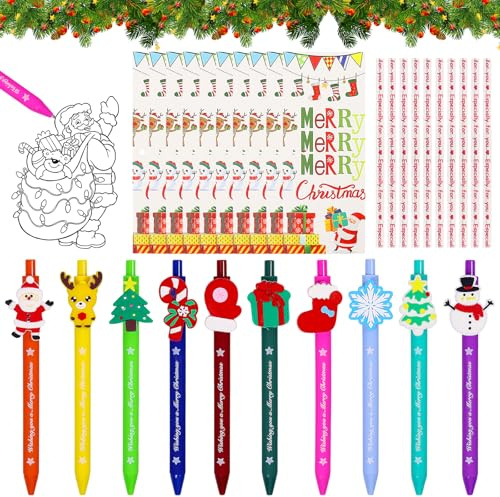 10 Pezzi Penne a Sfera di Natale, Biglietto di Natale, Penne a Sfera, PenneNatalizie, Set Penne, Biro Natalizie, PenneSfera, PenneMulticolore Natalizie,Cancelleria Natalizia,Regalo Natale