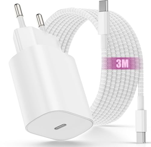 iPad Ladekabel Original und iPad Ladegerät, 25W USBC i Pad Netzteil | 3M USB C Kabel Schnellladekabel für iPad Pro 13/12.9/11, Air 5/4 Gen 11/13, iPhone 17 16 15 Pro Max/15 Plus, iPad 10 Gen