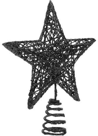 VERDANVERSE Schwarze Weihnachtsbaumspitze Stern aus Robustem Eisen mit Glitzereffekt Einfache Montage Dank Stahlspiralkonus Elegante Weihnachtsbaum Deko für Zuhause Hotel und Laden