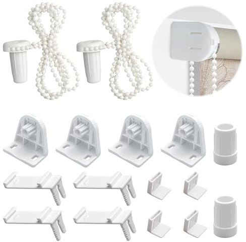 2er-Set Rollo Halterung Fenster, 17 mm Klemmfix Halterung Ersatzteile & Zubehör für Verdunkelungsrollo, Doppelrollo, Seitenzugrollo – Ohne Bohren, Weiß