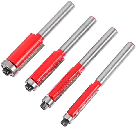 IWOWHERO 4 pezzi Punte Fresatrici per Rifilatura Fresa con Doppia Lama e Gambo Accessori Resistenti in Acciaio Carbonio e Lega per Lavori di Intaglio e Rifinitura Woodworking