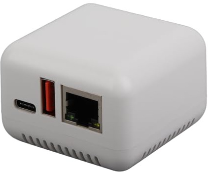 Brrnoo Server di Stampa di Rete Wireless USB 2.0 con Supporto Multi -piattaforma, Compatibile con Linux 3.4, Android e IOS, Design Compatto per una Facile (Spina europea)