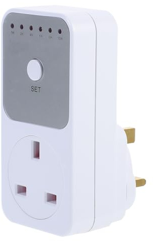 GRIRIW 1-10 Hour Adjustable Mechanical Outlet Timer Plug, Timer Plugs Uk Compatible Indoor Socket for Rice Cooker and Kitchen Appliances, Auto Shut, White Abs