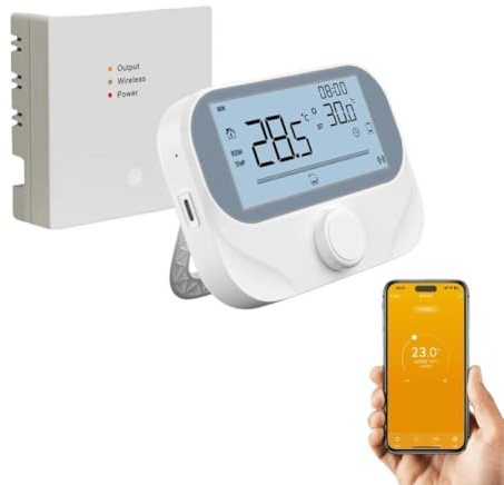 Termostato inteligente WiFi, para Tuya programable, controlador de temperatura de calefacción de caldera con receptor, compatible con Alexa para Google Voice Control