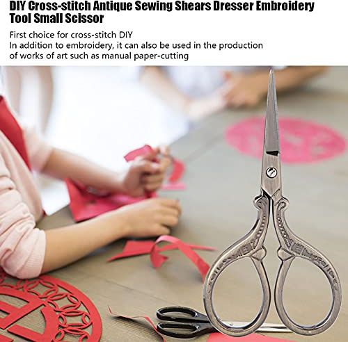 Yechiry Antike Kleine Schere mit Scharfer Kante für DIY-Kreuzstich und Stickerei, TPR-Griff, Vintage-Stil-Schere für Kommode, Manuelles Papierschneiden (Bronze)