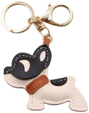 LEEQBCR 1 Stück Schlüsselanhänger, Süße Welpe Hundetasche Anhänger Leder Glücksbringer Keychain Geschenke für Lieblingsmensch Frauen Männer Kinder Geburtstag Schlüsselring