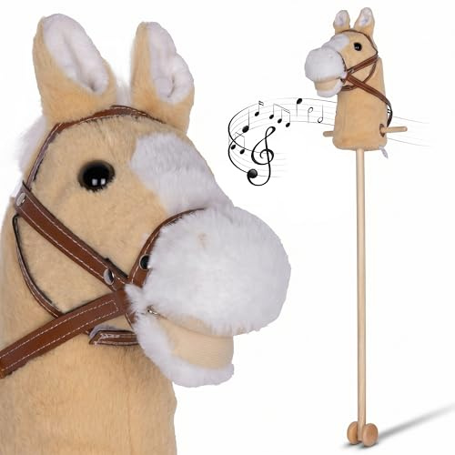 Schauer Steckenpferd für Kinder mit Rollen & Sound – 95 cm Hobby Horse Pferde aus Soft-Plüsch – Spielpferd & Pferde Spielzeug Geschenk für Mädchen & Jungen – Stockpferd & Pferd zum Reiten für Kinder