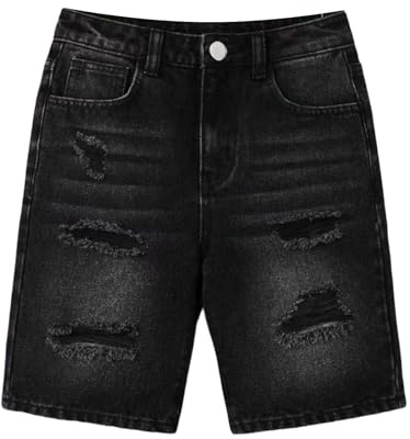 Short Jean déchiré garçon Style Y2K Coupe Droite détendue, équipé de Poches fonctionnelles, vêtement Sportif et décontracté pour Les activités des Enfants en Saison Chaude
